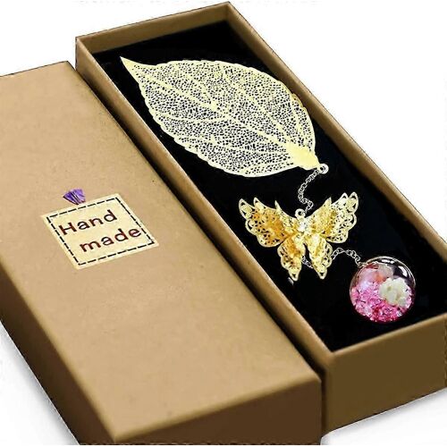 Feuille De Métal Marque-Page Cadeau D'anniversaire Pour Les Femmes (Golden.Pink)