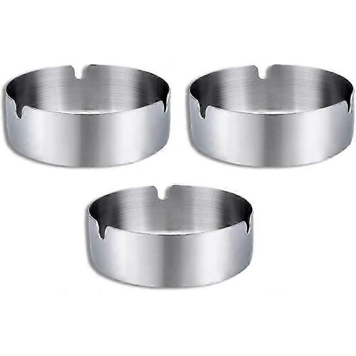 3 cendriers en acier inoxydable,cendrier,cendrier rond en acier inoxydable,pour utilisé dans les bars,les restaurants