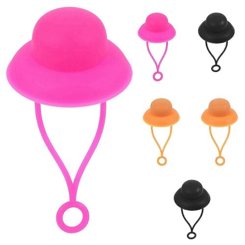 6Pcs chapeau paille couvertures réutilisable paille à boire conseils paille paille bouchons bouchons petits chapeaux de paille couleur mélangée
