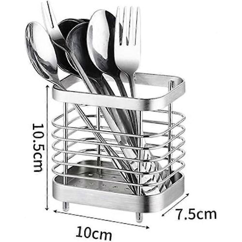 Égouttoir De Rangement Pour Couverts,Panier Pour Couteaux,Fourchettes,Cuillères,Ustensiles De Cuisine Porte-Couverts En Acier Inoxydable,Argent