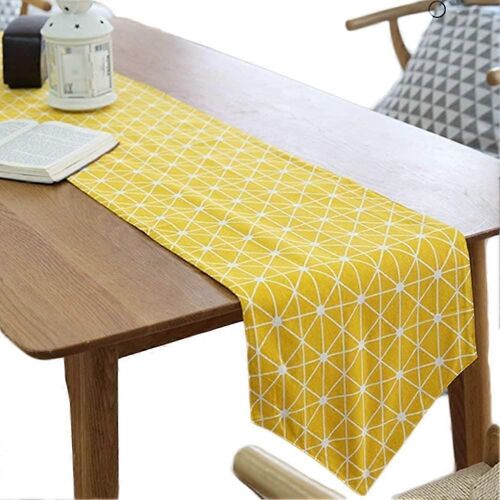 Nappe En Coton Et Lin, Simple, Idéale Pour La Décoration De La Cuisine, Jaune, 30 X 220 Cm