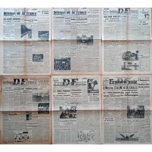 Lot 6 Vieux Journaux Résistance Authentiques Et Complets Défense De La France (France Soir) 1944