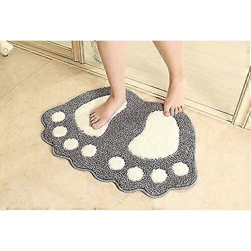 Tapis Bain Microfibre Antidérapant - Motif Empreintes Pieds Enfant - Doux Salle Bain