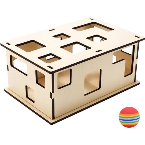 Meimie-Boîtes À Jouets Interactifs Pour Chat Avec Balles Chat,Jouet Chat Interieur,Boîte De Puzzle Pour Chat,Tunnel Pour Chat,Jeux De Nourriture,30 * 20 * 13cm