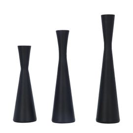 Luxe Style Européen Mat Noir Fer Forgé Porte-Chandelier Lot de 3 - Rétro Moderne Conique En Métal Design-Bon