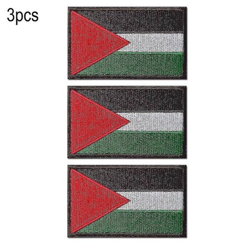 3 X Palestine Brodé Drapeau Patch Fer/Coudre Sur Vêtements Palestinien Badge8 * 5cm