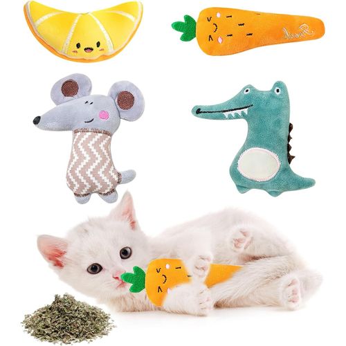 Jouet Pour Chats Avec Herbe À Chat ¿ 4 Pièces Auto-Occupation Catnip Toy, Coussin Pour Chat