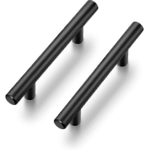 Paquet de 10 poignées de cuisine noires poignées d'armoire 96 mm centre de trou en acier inoxydable -GT