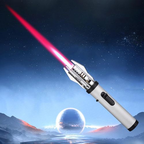LETNERNY-Spitfire Briquet Au Butane Culinaire, Coupe-Vent, Haute Température, Rechargeable, Flamme Réglable Et Rechargeable Pour Barbecue En Plein Air (Argenté)