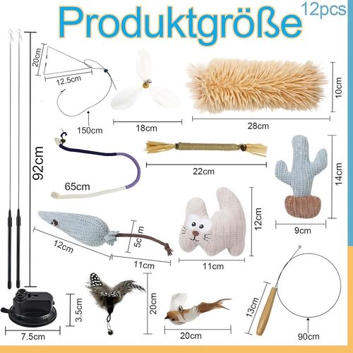 Jouet Interactif 12 En 1 Pour Chat - Jouet Intelligent Pour Chat - Avec Ventouses - Corde À Mâcher Pour Chat - Jouet À Mâcher - Jouet À Mâcher - Plume - Poupée De Cactus - Coussin Couineur