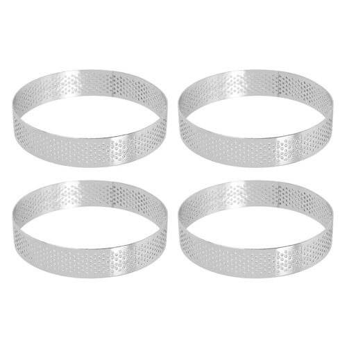 4 Pcs Circulaire Poreux Tarte Anneau Fond Tour Tarte Moule À Gâteau Résistant À La Chaleur Perforé Gâteau Mousse R