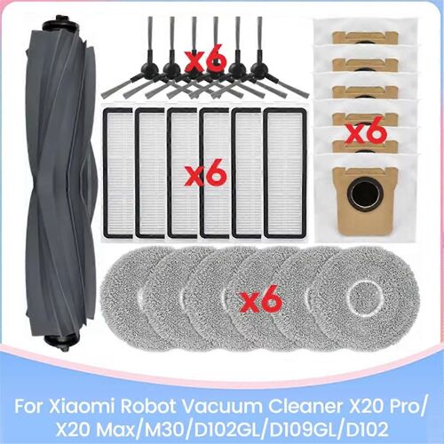 Lot de 25 pièces de rechange pour aspirateurs X20 Pro/X20 Max/M30/D102GL/D109GL/D102, brosse, filtre, serpillière, sac à poussière