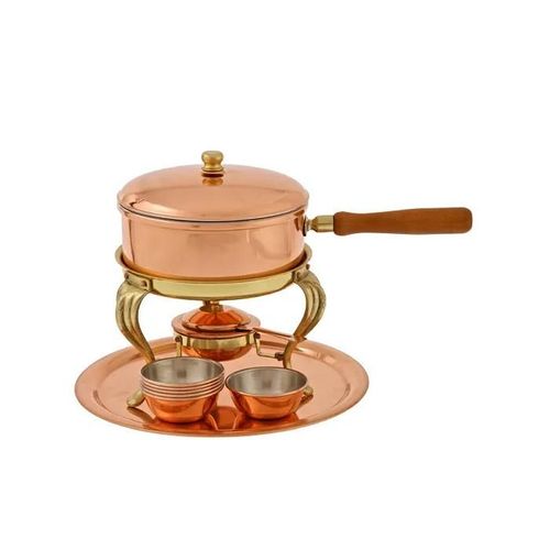 Marmite à fondue, Caquelon à fondue Complète - fabriqué en cuivre avec une couche d'étain