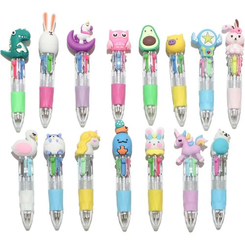 Letnerny-Lot De 15 Stylos Multicolores, 4 Couleurs, Stylos Kawaii Enfants, Cadeau De Fête, Stylos Gadgets Anniversaire Enfants