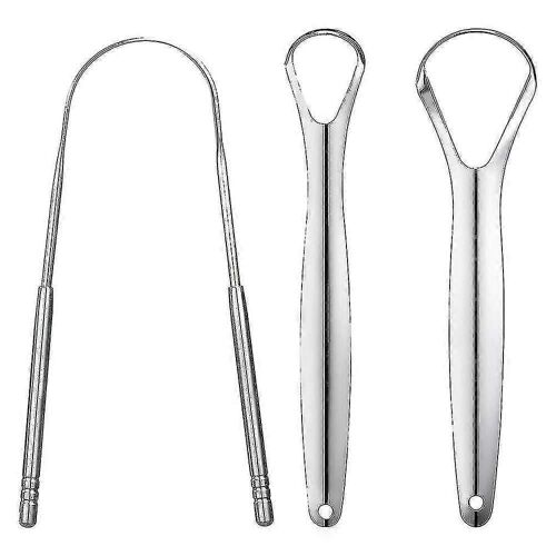 Paquet De 3 Nettoyeurs De Grattoir De Langue En Acier Inoxydable Pour Adultes Et Enfants,Outil D'hygiène Dentaire Portable 