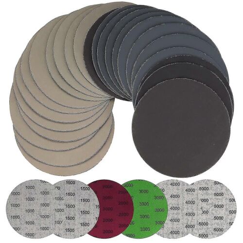 30 Pièces 125mm Papier De Verre Sec Humide, Disques De Ponçage Ronds, Tampons De Ponceuse Orbitale Feuilles De Papier De Verre Pour Bois Métallique - 1000/1500/2000/3000/4000/5000 Grit