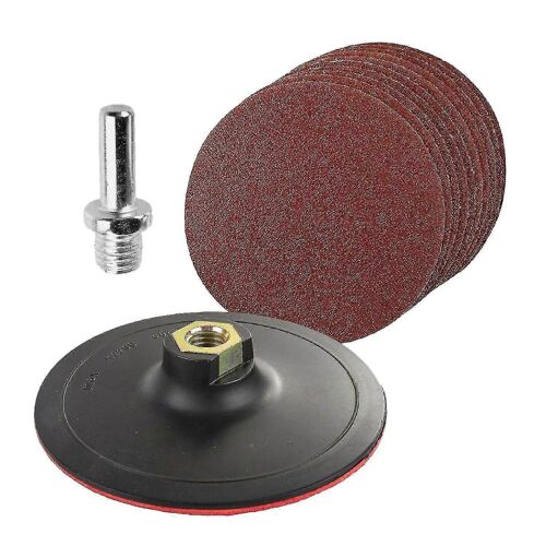 Jeu de disques de ponçage ronds de 125 mm en 10 pièces avec adaptateur percé rembourré pour patins de ponçage pour manille de gravier
