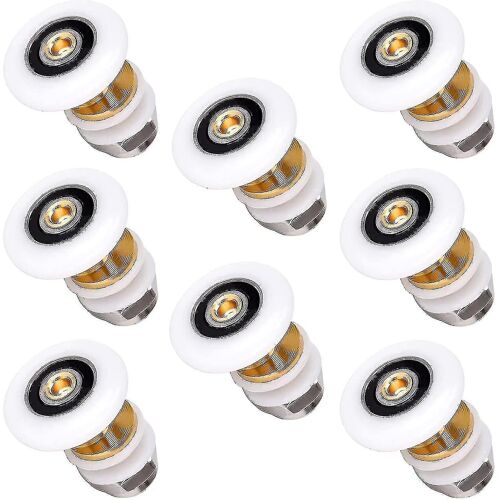 Rouleaux de porte de douche Portes de douche coulissantes de 25 mm Roues de remplacement pour cabine de douche Salle de douche Écran de douche Fixation des parties inférieures supérieures (8pcs)-YUHAO