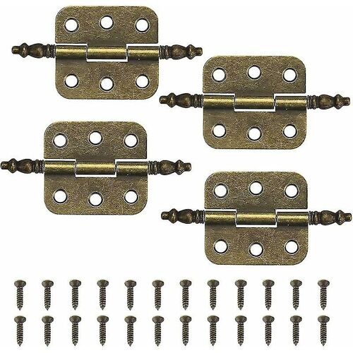 4 pièces charnières antiques 70x35mm charnière de porte d'armoire vintage 6 trous charnières rétro charnières décoratives pliantes charnière de porte de meubles anciens en fer avec 24 vis