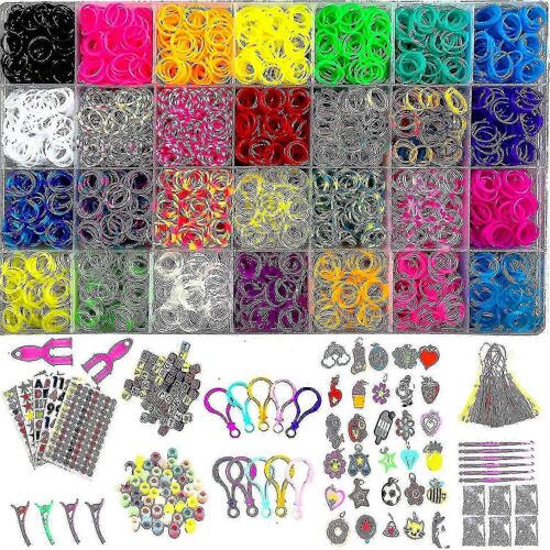 12000+ Élastiques Colorés Pour La Fabrication De Bracelets,Bricolage Artisanat Noël Cadeau Métier À Tisser Kit Ensemble