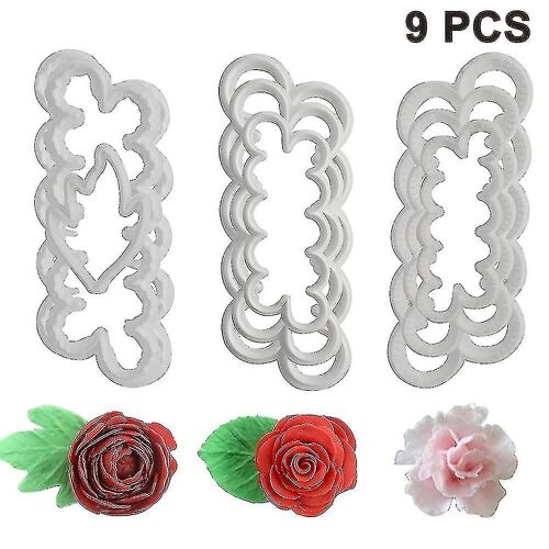 9pcs Roses ?Illets Pivoine 3d Pétale Gâteau Emporte-Pièce Fleur Fondant Outil De Glaçage Moule De Décoration Bricolage Accessoires De Cuisson O-Yuhao