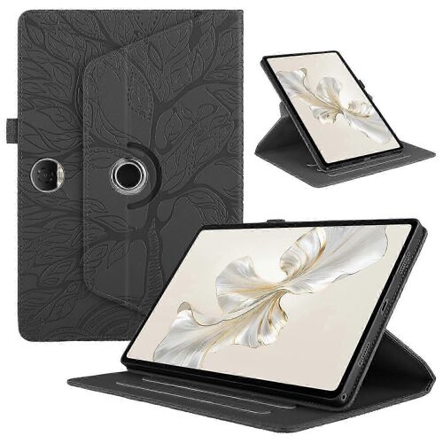 Étui Pour Tablette En Cuir Avec Support Rotatif À 360 Degrés Et Arbre En Relief Pour Ipad / Samsung