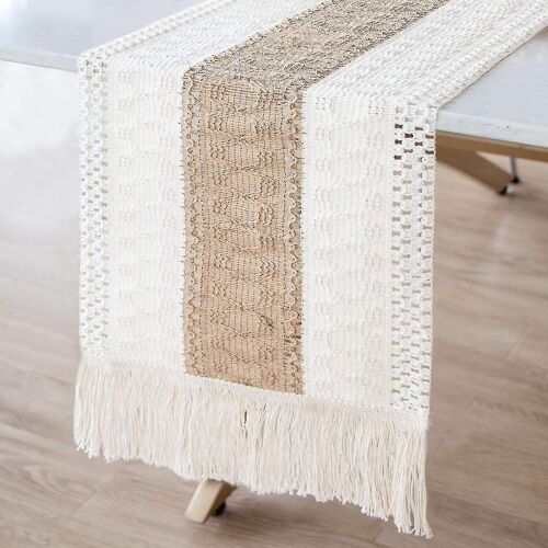 2024,Chemin De Table En Macramé Chemin De Table En Toile De Jute Naturelle,Épissage Coton Boho Table Runner-Yuyu