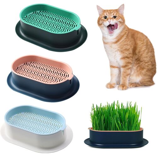 Kalanka-Lot De 3 Pots D'herbe À Chat Hydroponique, Bac À Herbe À Chat, Bac À Herbe À Chat, Conteneur D'herbe À Chat Pour Chat D'intérieur Pour Planter De L'herbe À Chat