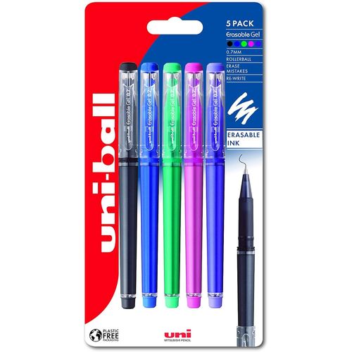 Letnerny-Uf-222-07 Lot De 5 Stylos À Bille À Encre Gel Effaçable Pointe À Bille 0,7 Mm Pour Une Écriture Super Fluide, Le Dessin Et Le Coloriage Gomme À Capuchon Pour Un Gommage Sûr Et Stable
