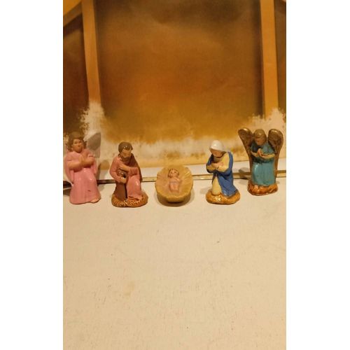 Lot De 5 Santons Terre Cuite 7 Cm Anges Jésus Marie Joseph