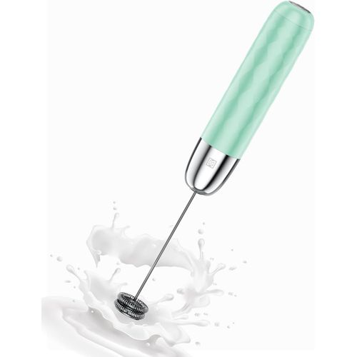 CFRY-LunaFro Mini Mousseur à lait rechargeable, mousseur électrique à main, fouet amovible en acier inoxydable, mélangeur à boisson, mousseur, mini mixeur pour matcha (bleu ulfe/argent)