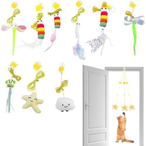 Meimie-Lot De 8 Jouets Interactifs Pour Chat D'intérieur Avec Clochette Et Queue De Plume-Pas Besoin De Piles