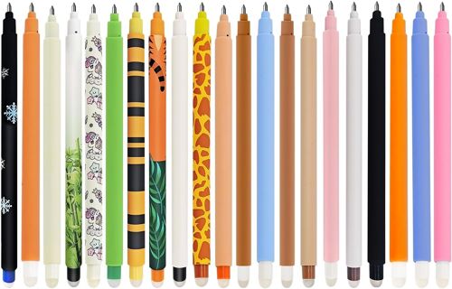 Lot De 12 Stylos Gel Effaçables Avec Encre Sensible À La Chaleur, Kawaii, Différents Motifs D'animaux, Multicolores, Sensibles À La Température, Pointe De 0,7 Mm, Style Aléatoire