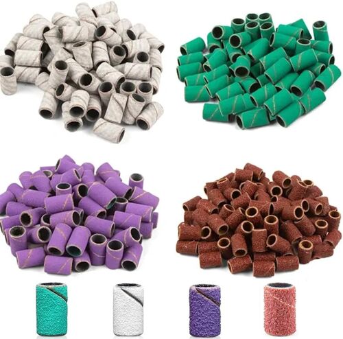 100 Pièces Embouts Ponceuse Manchons, Avec Perceuse À Ongles,Bandes De Ponçage Pour Manucure Pédicure,80# 120# 180# 240# Grain Ponceuse Emeri Rouleaux Lime Ongles Pour Manucure Pédicure 