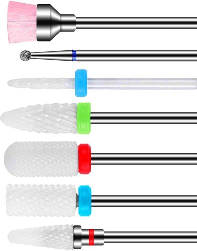 Embout Ponceuse Ongles Céramique Forets A Ongles Set 7pcs Foret A Ongles Outils Professionnel Supprimer Gel Pour Manucure Pédicure Accueil Utiliser 