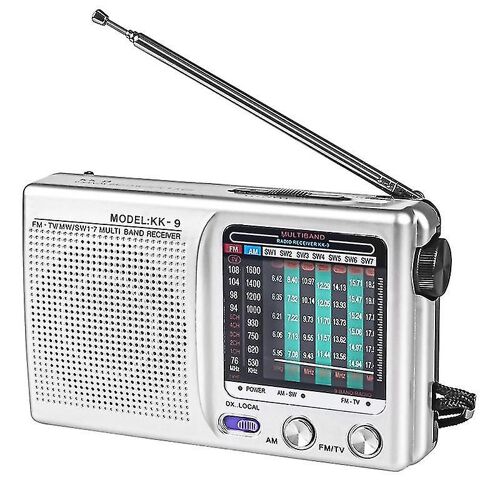 Radio portative AM/FM/SW fonctionnant pour l'intérieur, l'extérieur et la radio d'urgence avec haut-parleur et prise casque
