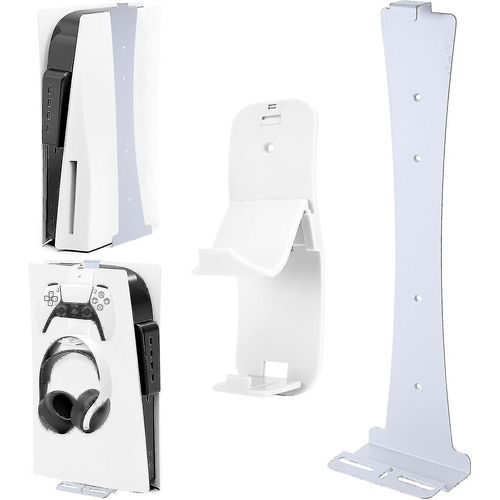 Auniq Ps5 Support De Montage Mural Pour Playstation 5 (Disque Et Édition Numérique) Acier Robuste Avec Support De Manette Et Vis De Cintre De Casque Éponge Blanc-Y