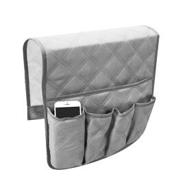Porte-télécommande Pour Canapé - Organisateur D'accoudoir 5 Poches Antidérapant - Gris