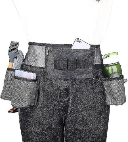 Ceinture d'outils de nettoyage avec 4 poches et 3 fentes élastiques - Ceinture de nettoyage en maille de nylon réglable pour le nettoyage de la maison - Sac à outils avec ceinture