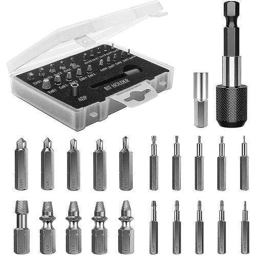 Kit d'extracteur de vis 22 PCS, ensemble de dissolvant HSS avec adaptateur d'embout et de douille