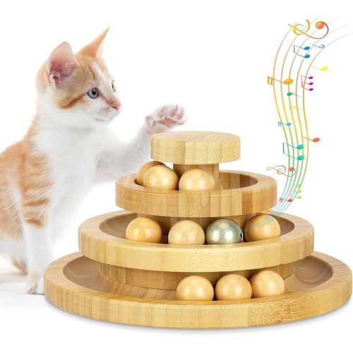 Jouet Pour Chat, Jouet Pour Chat Interieur En Bois, Balle Chat Piste Détachable, Balle Avec Cloche