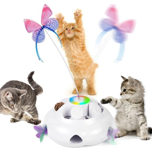 Jouets Pour Chats Auto-Occupation, 3 En 1 Jouet Électrique Pour Chats, Jouet Automatique Pour Chats, Jouet D'intelligence D'intérieur, Papillon De Nuit, Jouet À Ressort