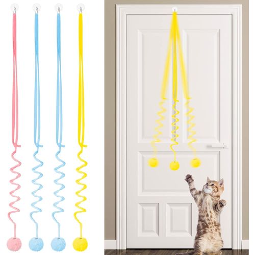 Meimie-Lot De 4 Jouets Pour Chat-Cadre De Porte Suspendu-Interactif Et Réglable-Avec Clochette-Jouet Pour Chat D'intérieur