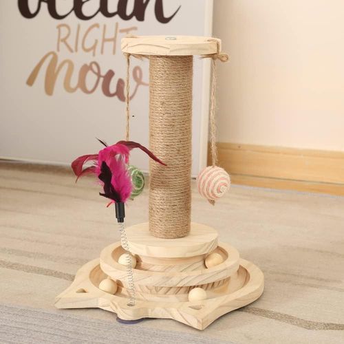 Letnerny-Carrousel Avec Boules, Arbre À Chat En Bois, Jouet Interactif Pour Chats