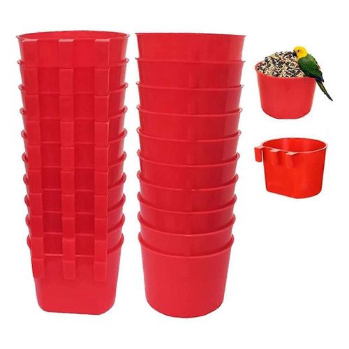 20pcs Poulets Mangeoires Pour Cage,Tasse De Mangeoire D'eau De Poulet Suspendue,Bol De Graines De Mangeoires D'oiseaux En Plastique,