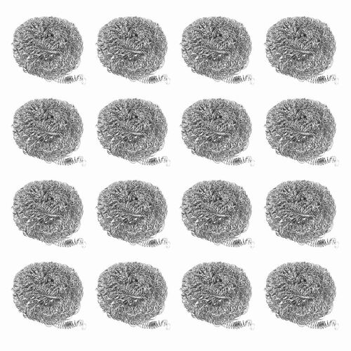 16 PCS Éponges En Acier Inoxydable Épurateurs, Ustensile Épurateur Récurage Tampons Boule pour Enlever Rouille Dir