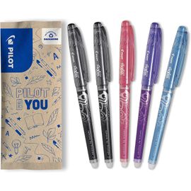 Letnerny-Frixion Point Lot De 5 Stylos Roller Effaçables (Noir, Rose, Bleu Clair, Violet), 2 Noirs, Rose, Turquo , Violet, 5 Unité (Lot De 1)