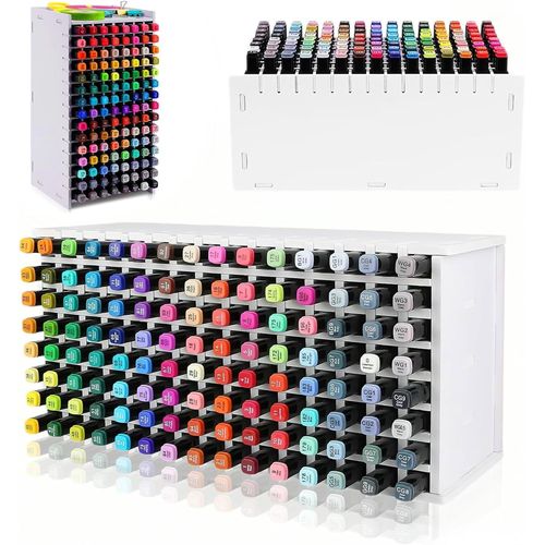 Organiseur De Bureau 120 Stylos,Boite Rangement Feutre, Marker Organizer, Alkohol Marker Aufbewahrung, Stifte Organizer avec 6 Séparateurs,Convient Aux Crayons De Couleur, Marqueurs