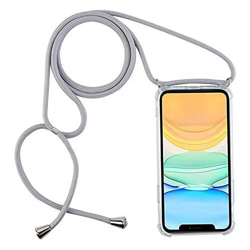 Coque Pour Iphone 7 Plus/8 Plus Avec Cordon De Collier, Coque Transparente Silicone Tpu Bumper Etui Housse Avec Cordon Reglable Cover Telephone Laniere-Gris