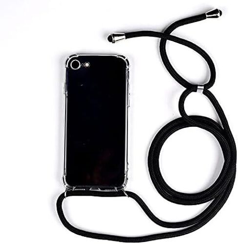 Coque Pour Iphone 7 Plus/8 Plus Avec Cordon De Collier, Coque Transparente Silicone Tpu Bumper Etui Housse Avec Cordon Reglable Cover Telephone Laniere-Noir